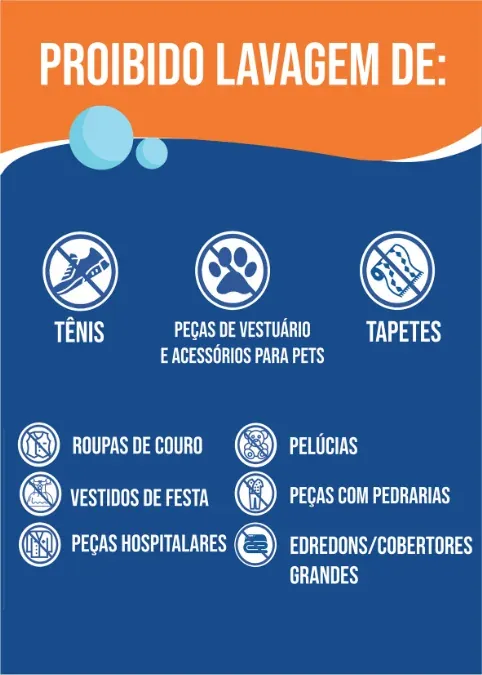 Itens proibidos na lavanderia Self-Service